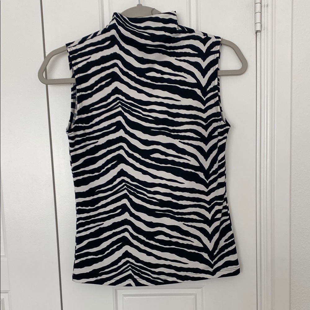 Zebra Print Mock neck Tank Top